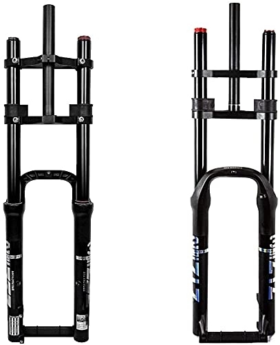 Mountain Bike Fork : splumzer【UK STOCK Bike Suspension Fork 26" 4.0 for Mountain Bike Air Double Shoulder Downhill Rappelling Shock Absorber MTB / QR / AM