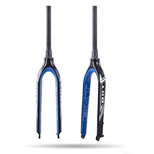 Mountain Bike Fork : Suspension Fork Mountain Bike Front Fork Carbon Fiber Bicycle Hard Fork Downhill Front Fork Mountain Disc Brake Cone Tube 26 / 27.5 / 29er, Red-26inch XIUYU (Color : Blue, Size : 29inch)