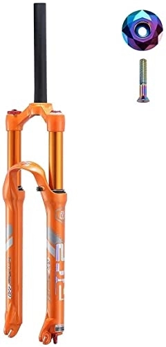 Mountain Bike Fork : Suspension Forks 26 27.5 Inch MTB Air Suspension Forks, Alloy 1-1 / 8" with Top Cap and Screws Shock Quick release 9mm Travel 120mm Bike Fork Accessories (Color : Orange, Size : 27.5 inch)