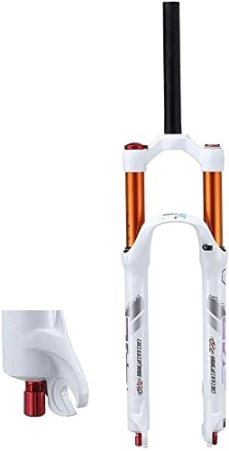 Mountain Bike Fork : Suspension Forks Bicycle Fork 26 Inch MTB, Suspension Forks 1-1 / 8" Mountain Bike 27.5 Inch Alloy Shock Absorber Travel 120mm AIR Fork Accessories (Color : White, Size : 26 inch)