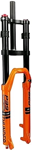 Mountain Bike Fork : Suspension Forks Double Shoulder Air Pressure Fork, 27.5 / 29inch Damping Rebound Downhill Forks Mountain Bike Fork 1-1 / 8" QR 9X100MM HL Accessories (Color : Gloss Orange Spring, Size : 29INCH)