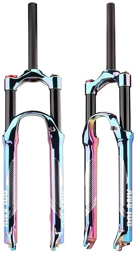 Mountain Bike Fork : Suspension Forks Mountain Bike Forks 27.5 / 29 Inch, QR 9mm Travel 100mm 1 1 / 8" Straight Tube Magnesium Alloy Ultralight Gas Shock XC Bicycle Fork Accessories (Color : Multi-colored, Size : 27.5inch)