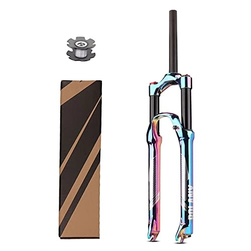 Mountain Bike Fork : Suspension Mountain Bicycle Front Fork Air Fork 27.5 / 29 Inch Shock Absorber Fork Straight Tube Lockout fork Plated Colorful 1-1 / 8" fork (Size : 29 inch)