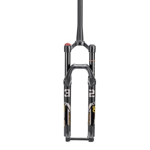 Mountain Bike Fork : Tapered Steerer 29inch Air Front Fork Mountain Bike, Magnesium Alloy Disc Brake Bicycle Suspension Forks Travel 140mm (Color : Black, Size : 27.5 inch)