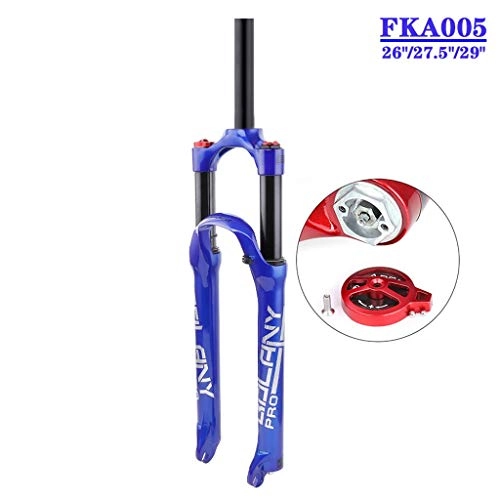 Mountain Bike Fork : TianyiTrade 26" 27.5" 29" MTB Bike Suspension Fork 1-1 / 8" Disc V-type Alloy Travel 100mm Unisex Lightweight Air Fork (Color : Blue, Size : 26 inch)