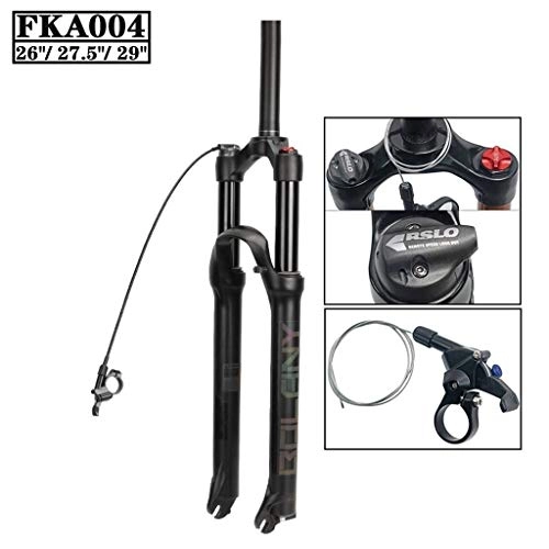 Mountain Bike Fork : TianyiTrade Mountain Bike Air Suspension Fork 26 27.5 29 Inch Lightweight Alloy 1-1 / 8" Remote Lock Unisex Fork Travel 100mm Black (Color : Black, Size : 27.5")
