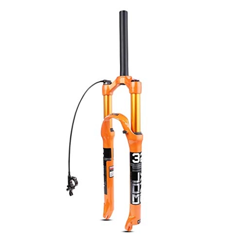 Mountain Bike Fork : TianyiTrade MTB Bike Suspension Fork 26 27 29 Inch Magnesium Alloy Remote Lock Out Air Fork Straight / Tapered - Orange (Design : A, Size : 27.5 inch)