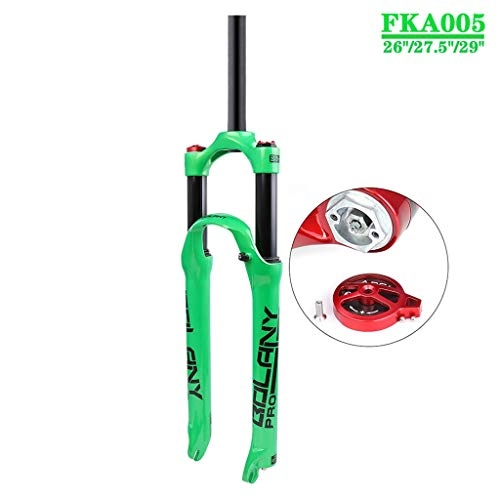 Mountain Bike Fork : TianyiTrade MTB Bike Suspension Fork 26" 27.5" 29" Shoulder Control Mountain Lightweight Disc V-type Alloy Gas Fork 1-1 / 8" Travel 100mm (Color : Green, Size : 26 inch)