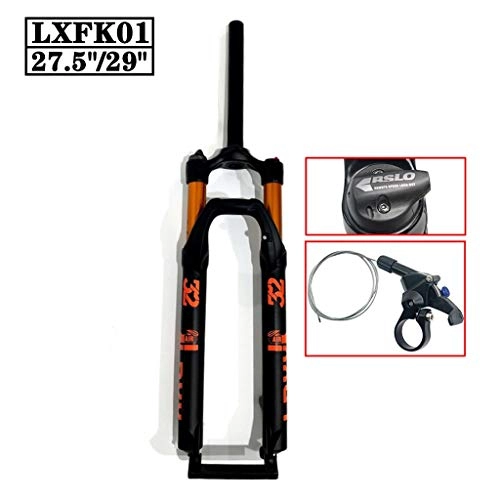Mountain Bike Fork : TianyiTrade MTB Road Bike Air Suspension Fork 1-1 / 8" Alloy Remote Quick Lockout Travel 100mm 27.5" 29 Inch (Color : Black, Size : 29INCH)