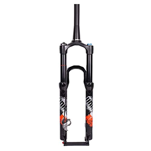 Mountain Bike Fork : TianyiTrade Tapered Suspension Fork 26 27.5 Inch Mountain Bike Alloy Air Disc Brake Fork - Black (Color : B, Size : 26 inch)