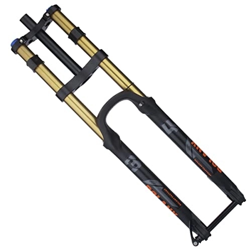 Mountain Bike Fork : TISORT Bike Suspension Fork 27.5 29" For Mountain Bike DH Air Double Shoulder Tube Gas Fork Rebound Adjust Fit Mountain Bike AM XC DH (Color : Gold Straight, Size : 29")