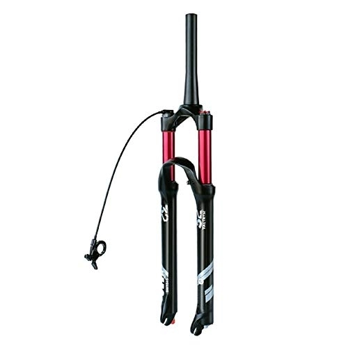 Mountain Bike Fork : TOMYEUS 27.5 Inch Mountain Bike Forks 29ER Absorber, Magnesium Alloy 1-1 / 8 ”Remote Lock Out Downhill Forks Travel 140mm (Color : Tapered tube, Size : 27.5 inch)