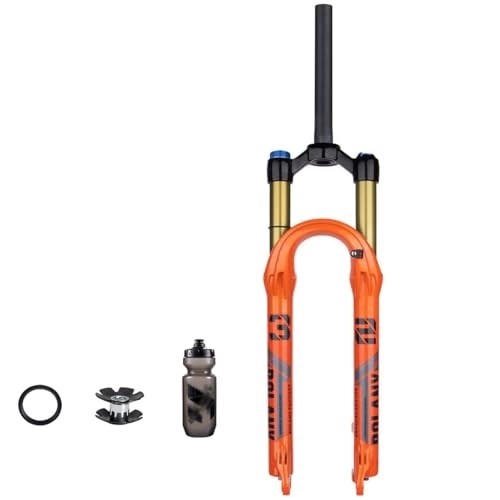 Mountain Bike Fork : TS TAC-SKY 120mm Travel Mountain Bike Forks 27.5 / 29 Inch Shock Absorption Shockproof Air Pressure Accessories Magnesium Alloy Forks (Color : Orange, Size : 27.5 inch Straight Manual)