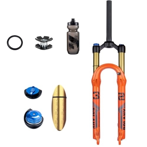 Mountain Bike Fork : TS TAC-SKY Mountain Bike Forks 27.5 / 29 Inch 120mm Travel Shock Absorption Shockproof Air Pressure Accessories Magnesium Alloy Forks (Color : Orange, Size : 27.5 inch Straight Manual)