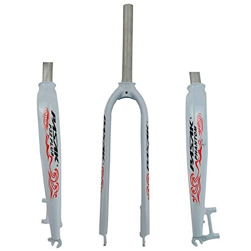 Mountain Bike Fork : TYBXK Bike Front Fork MTB Mountain Bike Road Bicycle Oil Cast Shaped Hard Fork 26 / 27.5 / 29 Inch 700C Pure Disc Brake Aluminum Alloy Fork (Color : Bright white red)
