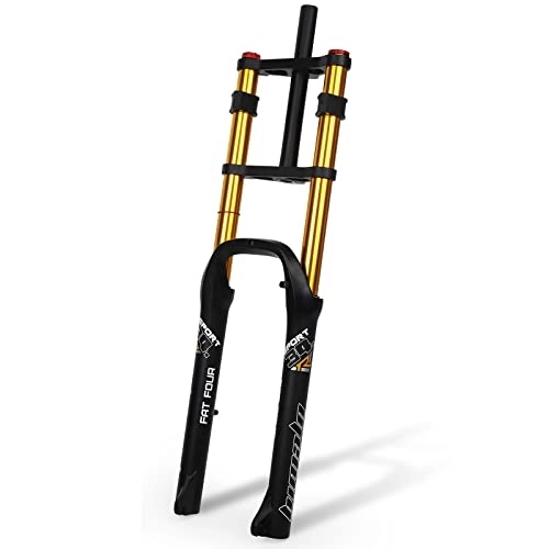 Mountain Bike Fork : tyui7 26" MTB Bike Suspension Fork Air Fat Fork- Snow Fat MTB Fork Straight 1 1 / 8" Travel 140mm Disc Brake QR 9mm Bicycle Fork Bicycle Accessories (Color : Gold Straight)