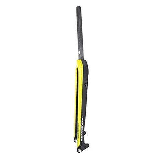 Mountain Bike Fork : TYXTYX Bicycle Forks Carbon Fiber Bicycle Rigid Fork Disc Brake Straight Tube Mountain Bike Carbon Fork Accessories, Yellow, 26