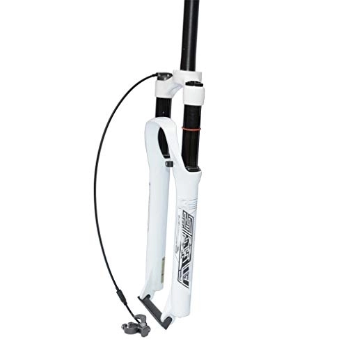 Mountain Bike Fork : TYXTYX Suspension Bike Forks Bike Suspension Fork Mountain Bike Front Fork lock front fork shoulder control wire control black inner tube magnesium alloy gas (29 inches), white-Wire-control