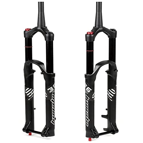 Mountain Bike Fork : Uioy 27.5 / 29 Inch Mountain Bike Fork, DH AM MTB Fork Travel 180mm Bicycle Air Suspension Cone 1-1 / 2" Disc Brake Fork Thru Axle 15 * 110mm (Color : Black, Size : 29inch)