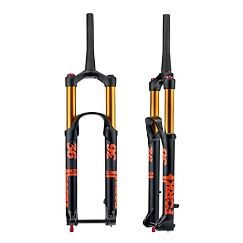 Mountain Bike Fork : UKALOU DH MTB Air Fork 26 / 27.5 / 29 Inch Downhill Mountain Bike Suspension Fork Travel 140mm Rebound Adjust Tapered Front Fork Thru Axle Manual Lockout (Color : Gold, Size : 27.5'')