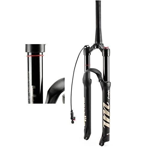 Mountain Bike Fork : UPPVTE 26 / 27.5 / 29inch Air Mountain Bike Suspension Forks, Rebound Adjustment 9mm Axle 120mm Travel With Scale Magnesium Alloy Bike Fork Forks (Color : Tapered Remote Lock, Size : 29inch)