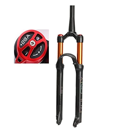 Mountain Bike Fork : UPPVTE Magnesium Alloy Air Fork, Manual Lockout 26 / 27.5 / 29 Inch Straight / Cone Tube Travel 100mm Damping Adjustment, For MTB Bike (Color : Cone tube HL, Size : 26inch)