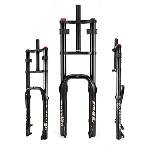 Mountain Bike Fork : UPPVTE Mountain Bike Suspension Fork, 20 * 4.0in Lightweight Alloy Double Shouldered Snowbike 26inch Air Supension Front Fork 9mm Axle Forks (Color : Black, Size : 20inch)