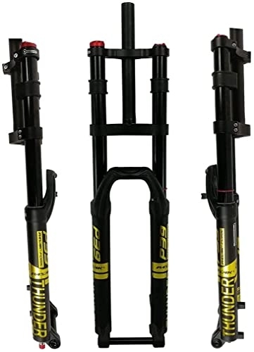 Mountain Bike Fork : UPVPTK 29 27.5inch Bike Suspension Air Fork, Double Shoulder Fork Air Oil Lock Straight Downhill Fork Damped air fork (Color : Gold, Size : 27.5inch)
