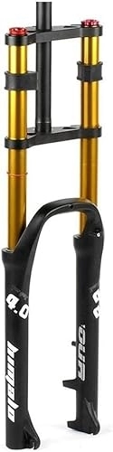 Mountain Bike Fork : VEMMIO Mountain Bike Double Shoulder Snow Shock Absorption Front Fork 20 Inch Adjustable Damping Beach Bike Air Fork accessories (Color : Gold)