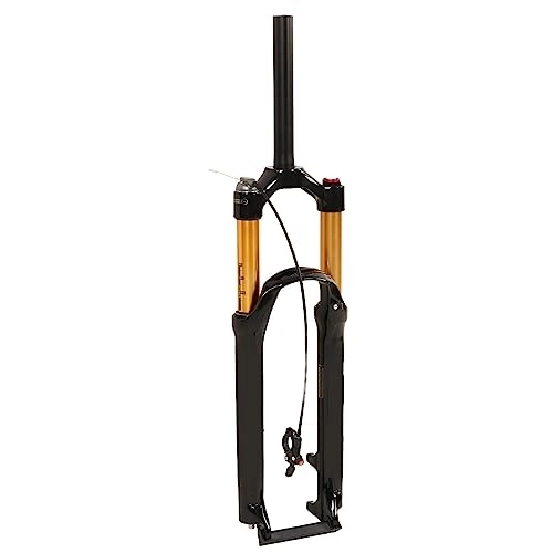 Mountain Bike Fork : VGEBY Mountain Bike Front Fork, 27.5 Inch Aluminum Alloy Straight Tube Wire Control Shock Absorber Suspension Fork for Cycling Golden