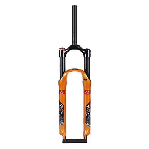 Mountain Bike Fork : VHHV Bicycle Suspension Fork 26" 27.5" 29" Lightweight Aluminum Alloy Front Forks Travel: 120mm - Orange (Size : 26 inch)