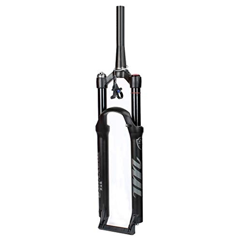Mountain Bike Fork : VHHV Damping Adjustment Bike Front Forks MTB 26 27.5 29 Inch Super Light Alloy Air Suspension 9mm QR Travel 120mm Absorber (Color : Tapered-remote lockout, Size : 27.5 inch)
