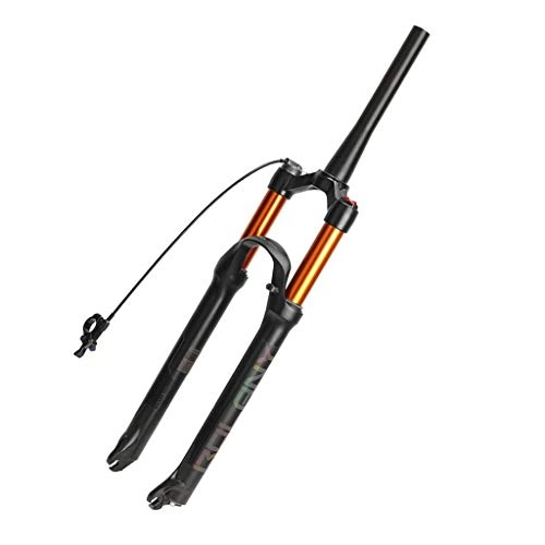 Mountain Bike Fork : VHHV Downhill Bicycle Suspension Fork MTB 26 27.5 29 inches Alloy 120mm Travel 1-1 / 8" with Damping Adjustment FKA004 Absorber (Color : Tapered remote lockout, Size : 29 inch)