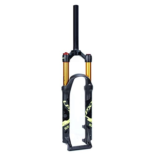 Mountain Bike Fork : VHHV Mountain Bike Alloy Suspension Forks 26 27.5 29 Inch 9mm (QR) Travel: 120mm MTB Air Fork 1-1 / 8 (Color : Yellow-manual lockout, Size : 29 inches)