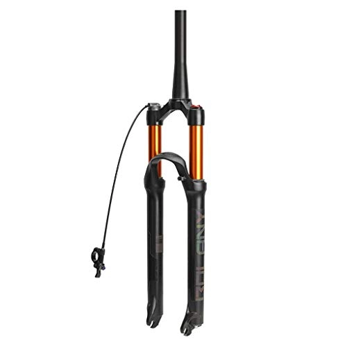 Mountain Bike Fork : VHHV MTB Suspension Fork, Tapered 1-1 / 8" Lightweight Alloy Air Forks 26 / 27.5 / 29 Inch Shoulder Control / Remote Lockout (Color : Remote Lockout, Size : 27.5 inch)