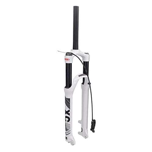 Mountain Bike Fork : VHHV Remote Lockout Suspension Fork 26" 27.5inch 29er MTB Bicycle Fork, Alloy Double Air Chamber System Effective Shock Travel: 120mm (Color : White, Size : 29 inches)