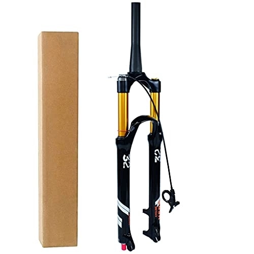 Mountain Bike Fork : VPPV Mountain Bike Forks 26 27.5 29 Inch Bicycle Suspension Forks, Aluminum Alloy 1-1 / 8 ”Tapered Steerer Tube Threadless Gas Fork 140mm (Color : Remote lock B, Size : 26 inch)