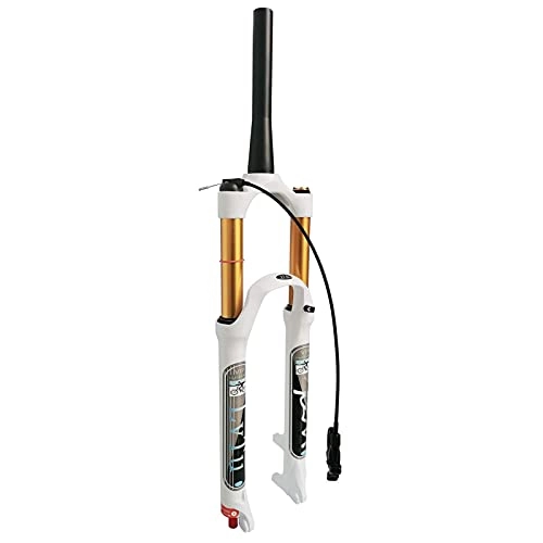 Mountain Bike Fork : VTDOUQ Bicycle air fork MTB 26 / 27.5 / 29 inch white, 140 mm travel, 1-1 / 8", 9 mm QR, mountain bike light alloy suspension forks (color: straight manual locking, size: 26 inches)