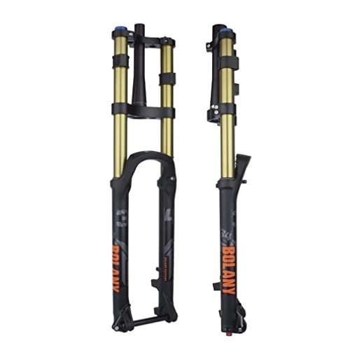 Mountain Bike Fork : WAMBAS 26 27.5 29 Mountain Bike Suspension Fork Tapered Double Shoulder Downhill MTB Air Fork Travel 160mm Rebound Adjustable DH / XC Thru Axle 15 * 110mm (Color : Gold, Size : 26'')