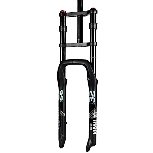 Mountain Bike Fork : WAMBAS 26 Inch 4.0 Fat Tire Electric Bike Air Suspension Fork 135mm Travel 1-1 / 8" Straight Tube MTB Manual Lockout 9mm QR Mountain Bike Double Shoulder Ebike Front Forks