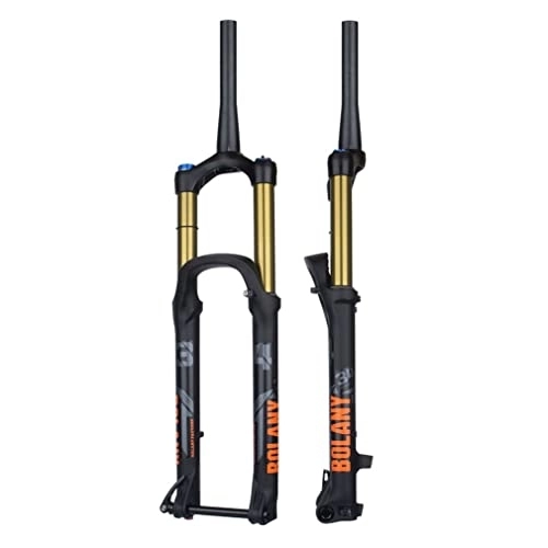 Mountain Bike Fork : WAMBAS 27.5 29 Mountain Bike Suspension Fork Travel 160mm XC / AM MTB Air Fork Rebound Adjust 1-1 / 2 Tapered Fork Thru Axle 15 * 110mm Boost，with Lock (Color : Gold, Size : 29inch)