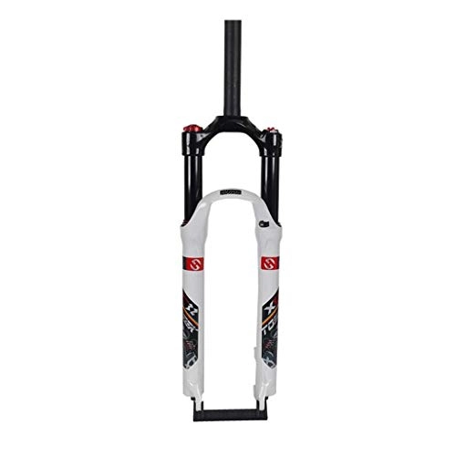 Mountain Bike Fork : Waui 26 / 27.5 / 29inch Bicycle Front Fork Suspension Forks Mountain Bike Magnesium Alloy MTB Suspension Lock Shoulder (Color : White, Size : 27.5inch)