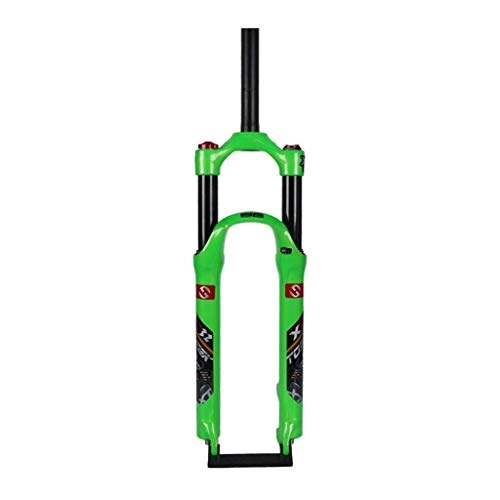 Mountain Bike Fork : Waui 26 Suspension Fork Shoulder Control Lock Disc Brakes Aluminum Alloy Bicycle Shock Absorber Front Mountain Bike (Color : GREEN, Size : 26inch)