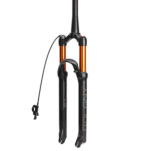 Mountain Bike Fork : Waui 27.5" Suspension Fork, Outdoor Aluminum Alloy Disc Brake Damping Adjustment Cone Tube 1-1 / 8" Travel 100mm (Color : B, Size : 26inch)