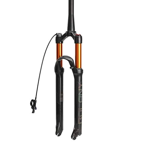 Mountain Bike Fork : Waui Bicycle MTB Fork Carbon Steerer Tube Carbon Air Fork Spinal Canal Air Fork Out Damping Adjust (Color : C, Size : 27.5inch)