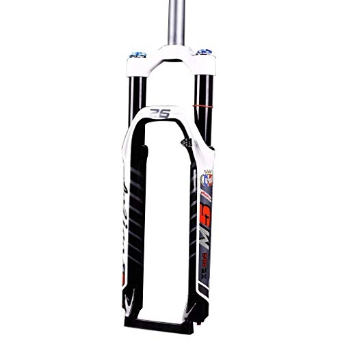 Mountain Bike Fork : Waui Lightweight Aluminum Alloy Air Suspension Bicycle Front Fork 26" Disc Brake 1-1 / 8" (Color : White, Size : 26inch)