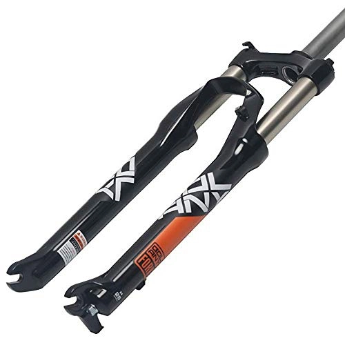 Mountain Bike Fork : Waui MTB Oil Pressure Forks Bicycle Suspension Fork Pneumatic Damping Adjustment Aluminum Alloy 26 / 27.5 / 29 inch (Color : Black / orange, Size : 29)
