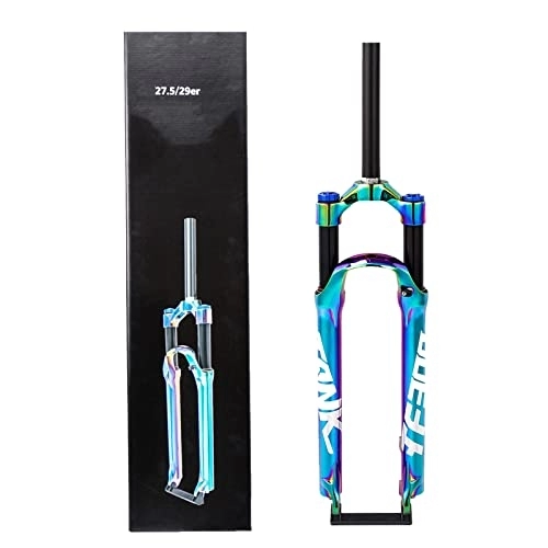 Mountain Bike Fork : WDNMDY MTB Bike Suspension Fork - 27.5 / 29 Inch, Travel 110mm Air Suspension Fork, 28.6mm Straight Tube - Manual Lockout Air Front Fork, QR 9mm, Off-road Mountain Bike Front Forks