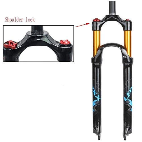 Mountain Bike Fork : WJC Bicycle Air Front Fork 26 27.5 29 Inch MTB Bicycle Suspension Mountain Bike Fork Shoulder control or Remote Control Straight Disc Brake, Travel 100mm (Color : A, Size : 27.5inch)