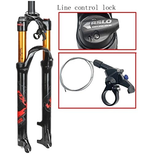 Mountain Bike Fork : WJC Bicycle Air Front Fork 26 27.5 29 Inch MTB Bicycle Suspension Mountain Bike Fork Shoulder control or Remote Control Straight Disc Brake, Travel 100mm (Color : C, Size : 26inch)